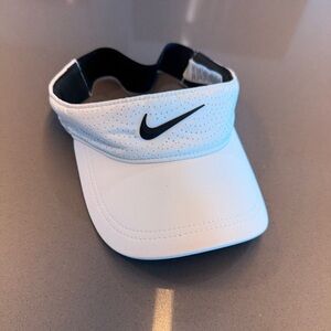 Nike White Sports Visor with Black Swoosh